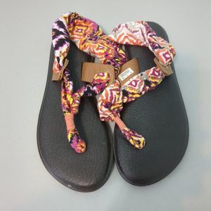 SANUK YOGA SLINGLET PRINTS MULTI WOMEN FLIP FLOPS US 7 Sandals